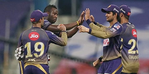 Kolkata Knight Riders players during a match (Photo | PTI)