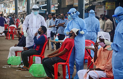 Covid-19 test conducted at Valiyangadi market in Kozhikode. (File photo | Manu R Mavelil, EPS)