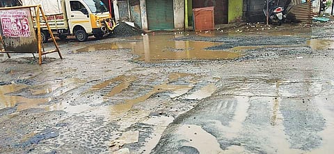Kundrathur Main Road battered in the recent rains | Express