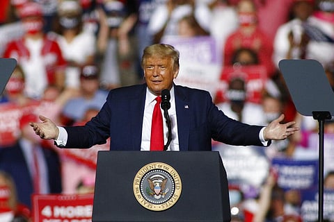 President Donald Trump speaks at a campaign rally in Gastonia, N.C., Wednesday, Oct. 21, 2020. (Photo | AP)