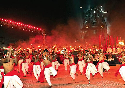 Devotees during the Mahashivratri celebrations in front of Adiyogi Statue at the Isha Yoga Center in Coimbatore | (File photo, S SENBAGAPANDIYAN)