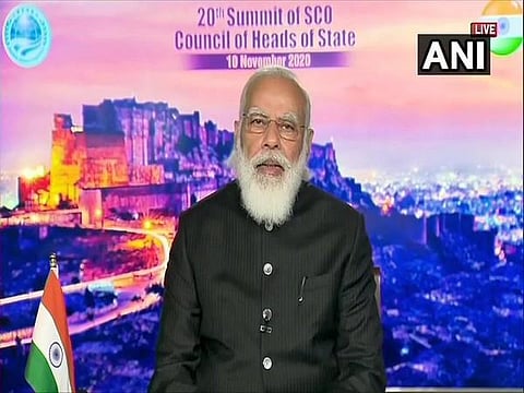 PM Modi addresses the SCO summit. (Photo | ANI)