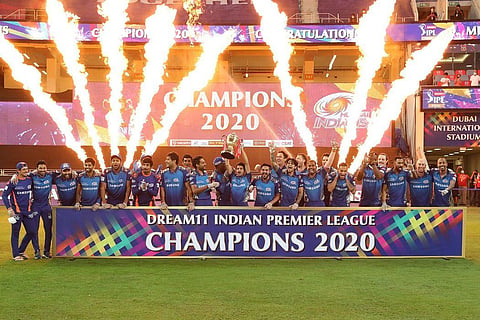 Mumbai Indians are crowned champions during the final of season 13 of the Dream 11 Indian Premier League. (Photo | IPLT20/BCCI)