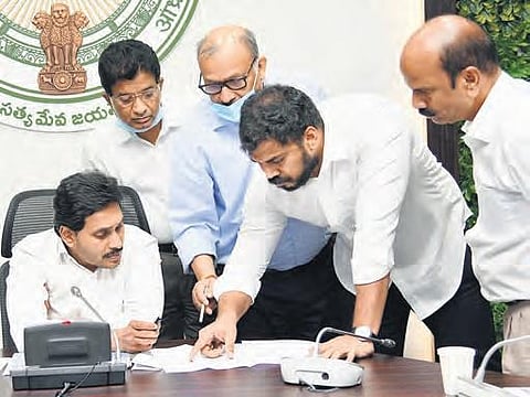 Chief Minister YS Jagan Mohan Reddy held a review on Irrigation department at CM’s camp office in Tadepalli on Wednesday | Express