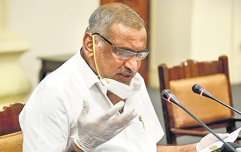 Law and Parliamentary Affairs Minister JC Madhuswamy addresses the media after the cabinet meeting on Thursday | Nagaraja Gadekal