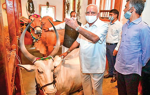 Chief Minister BS Yediyurappa inaugurated a model village built by Department of Rural Development and Panchayat Raj at Jakkuru, in Bengaluru on Friday. (Photo| EPS)