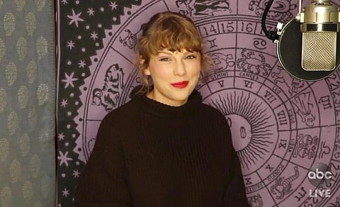 In this screen shot provided by ABC on Sunday, Nov. 22, 2020, Taylor Swift accepts the award for artist of the year at the American Music Awards. (Photo | AP)