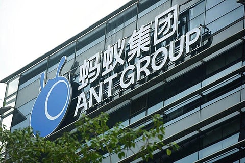 A view of the signage of Ant Group in the headquarters compound of the fintech giant in Hangzhou in eastern China's Zhejiang province Monday, Oct. 26, 2020. (Photo | AP)