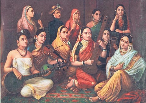 ‘Lithographic Print of ‘Galaxy of Musicians’ work by Raja Ravi Varma