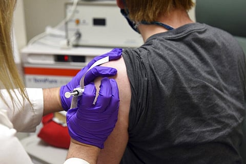 The first patient enrolled in Pfizer's COVID-19 coronavirus vaccine clinical trial at the University of Maryland School of Medicine in Baltimore. (Photo | AP)
