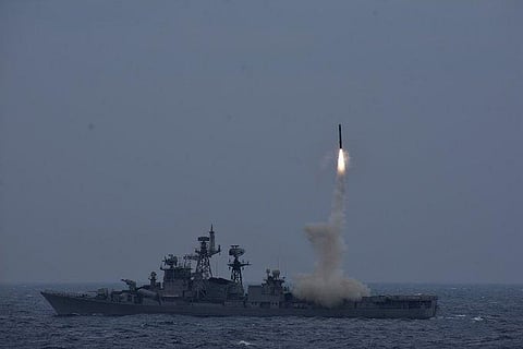 BrahMos supersonic cruise missile (Photo | Twitter/@indiannavy)