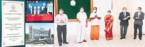 Chief Minister Edappadi K Palaniswami laying the foundation stone for the Collectorate complex at Tenkasi, through video conference from the Secretariat on Friday