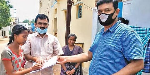 Lecturers of Talla Narayana Setty Government Junior College conduct a campaign for getting admission into the college