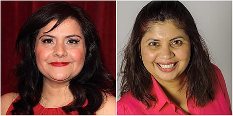 British Indian television actor Nina Wadia (L) and Sutton College principal Dipanwita Ganguli (Photo| Special Arrangement)