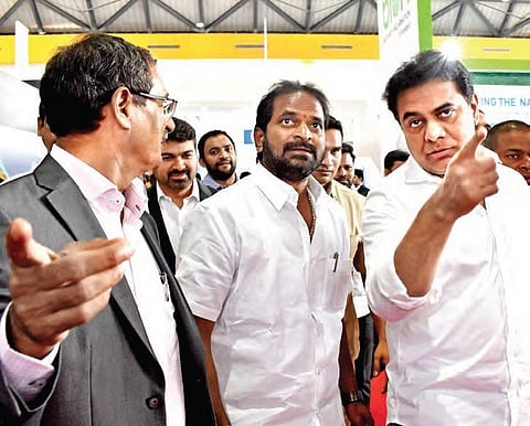IT Minister KT Rama Rao gestures during the inaugural ceremony of the three-day CREDAI-Hyderabad Property Show on Friday | S Senbagapandiyan