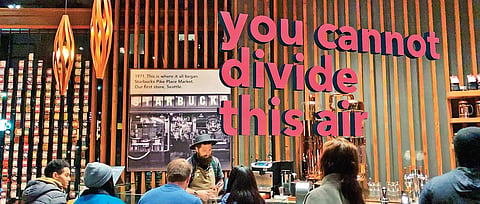 At Starbucks Coffee, Seattle, USA