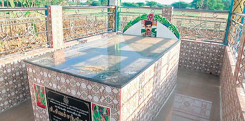 A memorial built for CRPF trooper Sivachandran by his family at Karkudi village in Ariyalur (Photo | EPS)