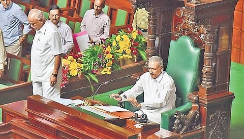 Karnataka Assembly speaker Vishweshwar Hegde Kageri at the assembly session at Vidhana Soudha in Bengaluru. (File Photo| EPS)