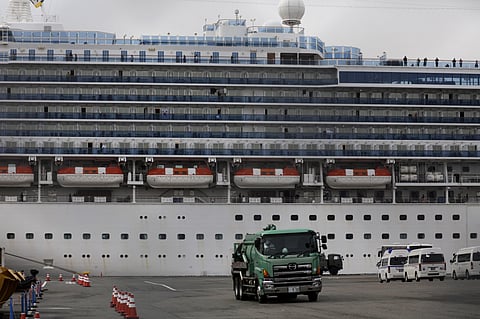 The quarantined Diamond Princess cruise ship is docked at a port, Saturday, Feb. 15, 2020, in Yokohama, near Tokyo. (Photo | AP)