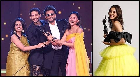 Director Zoya Akhtar (L) with the main cast of 'Gully Boy' and Ananya Panday (R). (Photo| Instagram)