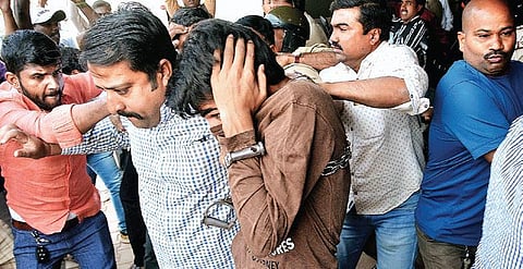 Kashmiri students attacked by a mob at Hubballi Court premises on Monday | D Hemanth
