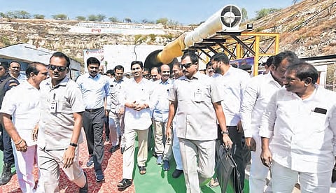 CM YS Jagan Mohan Redy at Veligonda project in Prakasam district. (Photo | EPS)