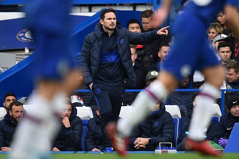 Chelsea's head coach Frank Lampard looks on during the English Premier League football match between Chelsea and Tottenham Hotspur at Stamford Bridge in London on February 22 2020. (Photo | AFP)