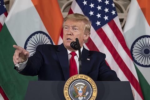 US President Donald Trump in India. (Photo| AP)