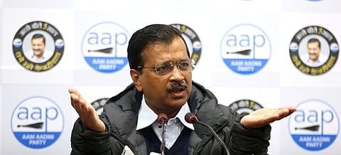 Delhi Chief Minister Arvind Kejriwal addresses the media ahead of Delhi Assembly Elections in New Delhi on Thursday Feb. 6 2020. (Photo | Shekhar Yadav/EPS)