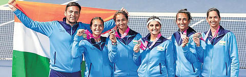 Happy faces as India advanced to the Fed Cup playoffs for the first time