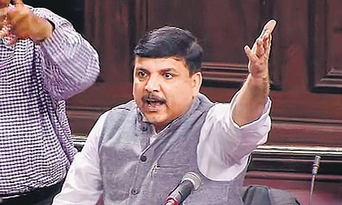AAP MP Sanjay Singh addresses the Rajya Sabha on Thursday | PTI