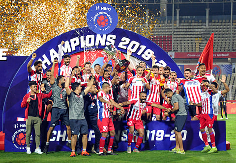 ATK Kolkota celebrate after winning the 6th edition of the Indian Super League. (Photo| PTI)
