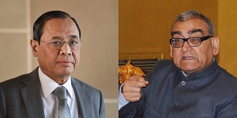 Retired Supreme Court judge Markandey Katju (R) and former CJI Ranjan Gogoi (Photo | PTI and EPS)
