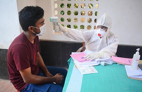 People get screened for coronavirus. (Photo| EPS/Manu R Mavelil)