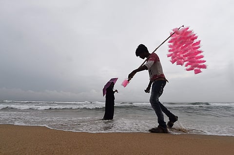 A visual from Chennai's Marina beach. (Photo | PTI)