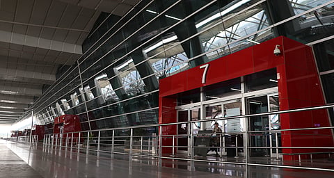 Terminal 3 wears a desereted look after the adminitration decided to cancel all international flights at IGI Airport in New Delhi.