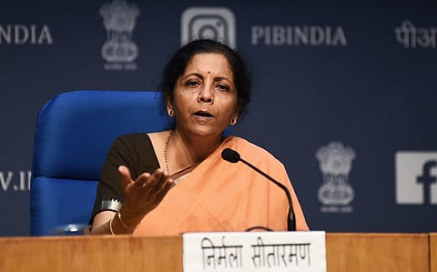 Finance Minister Nirmala Sitharaman addresses a press conference in New Delhi. (Photo | Parveen Negi, EPS)