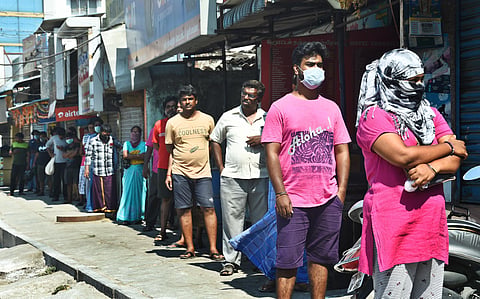 Residents in Chennai queued up at a fish market. (Photo | Ashwin Prasath, EPS)