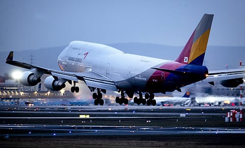 A Boeing 747 of Asiana Airlines lands at the Frankfurt airport. (File photo | AP)