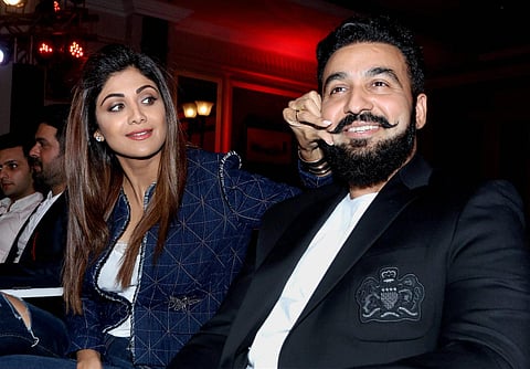 Bollywood star Shilpa Shetty with her husband Raj Kundra. (File Photo | PTI)