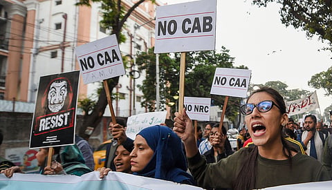 Students take part in a rally protest against Citizenship Act and NRC. (File Photo | PTI)