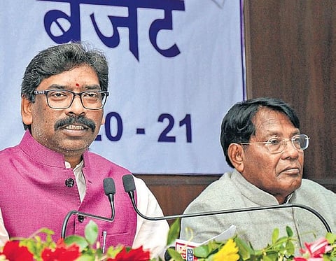 Jharkhand CM Hemant Soren with State Finance Minister Rameshwar Oraon | file