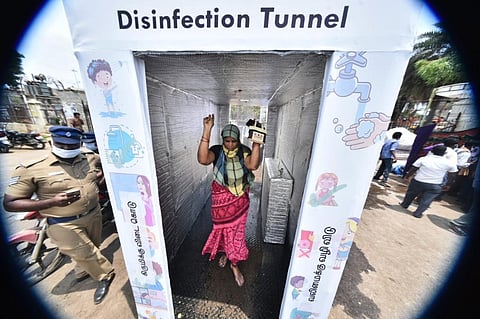 A disinfection tunnel (Photo| P Jawahar, EPS)