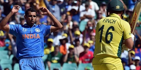 Mohammed Shami in action against Australia during 2015 World Cup semifinal. (File Photo | AFP)