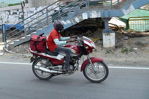 A food delivery man working during the lockdown | Nagaraja Gadekal