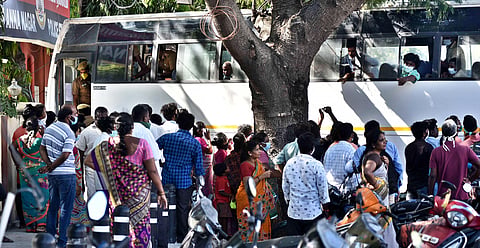A section of Satyanagar Anna Nagar residents who protested against the burial of 55 year old neuro doctor being remanded on Monday in Chennai. (Photo | P Jawahar/EPS)
