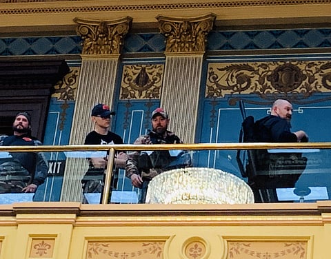 The demonstration, dubbed the American Patriot Rally, was organized by a group calling itself Michigan United for Liberty. (Photo | Senator Dayna Polehanki, Twitter)