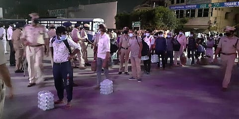 More than 1200 migrants are being ferried on a special train which left Lingampalli Station at around 5 am. (Photo | Special arrangement)