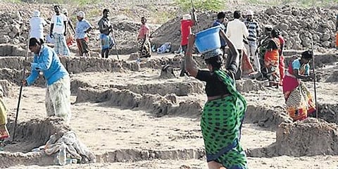These villagers are not even aware that they are entitled to Rs 275 per person as wages for the day’s work. (Photo| EPS)