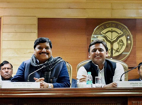 SP chief Akhilesh Yadav with uncle Shivpal (File Photo | PTI)